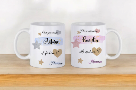 Tasse Scintillante Parrain Marraine