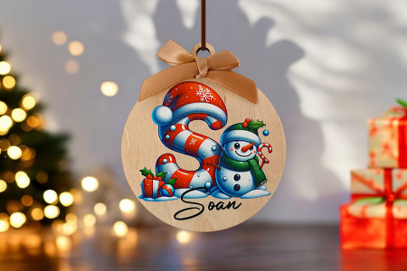 Boule de Noël lettre décoré Neige