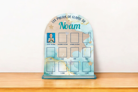 Pancarte Photo de classe Aquarelle bleu