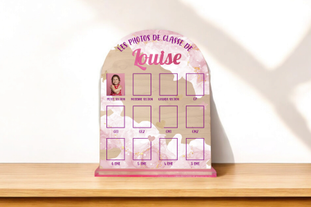 Pancarte Photo de classe Aquarelle rose