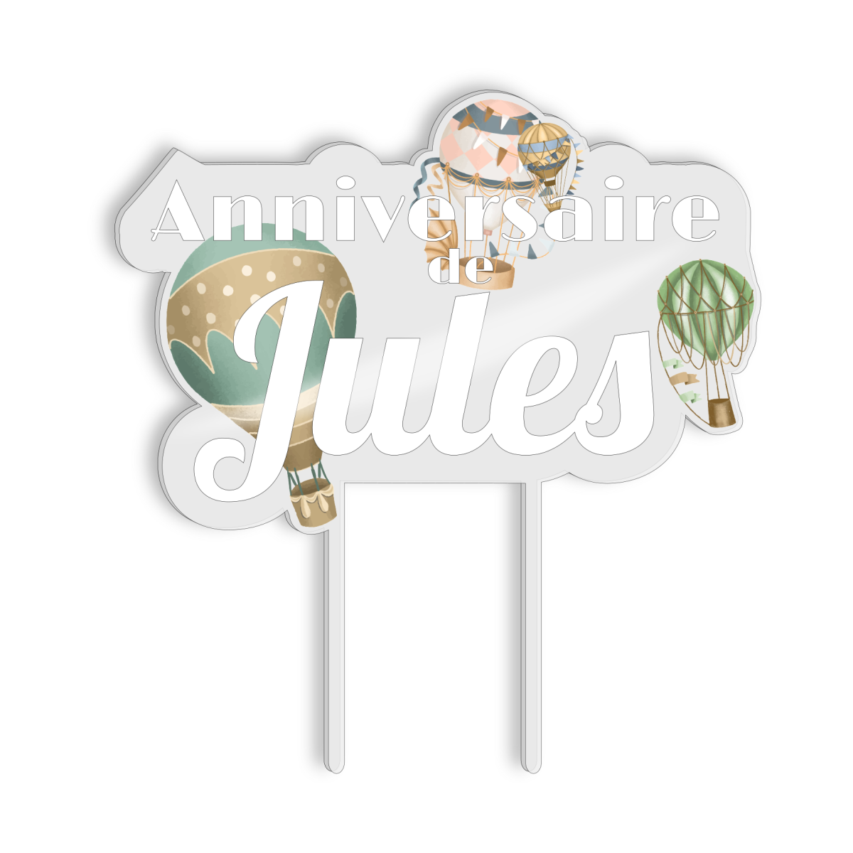 Cake topper Ourson Montgolfière