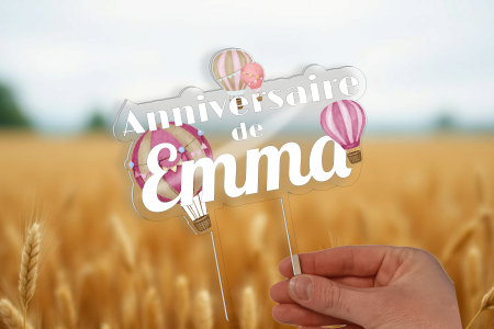 Cake Topper Montgolfière Rose