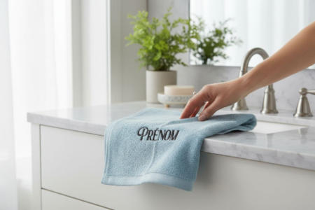 Serviette de bain personnalisé Bleu
