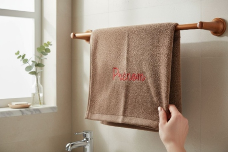 Serviette de bain personnalisé Marron