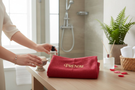 Serviette de bain personnalisé Rouge Bordeaux