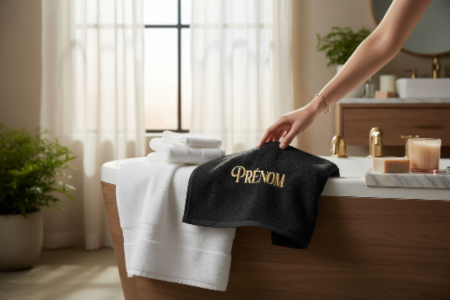 Serviette de bain personnalisé Noir