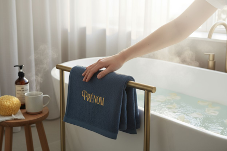 Serviette de bain personnalisé Bleu marine