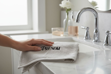 Serviette de bain personnalisé Gris Perle