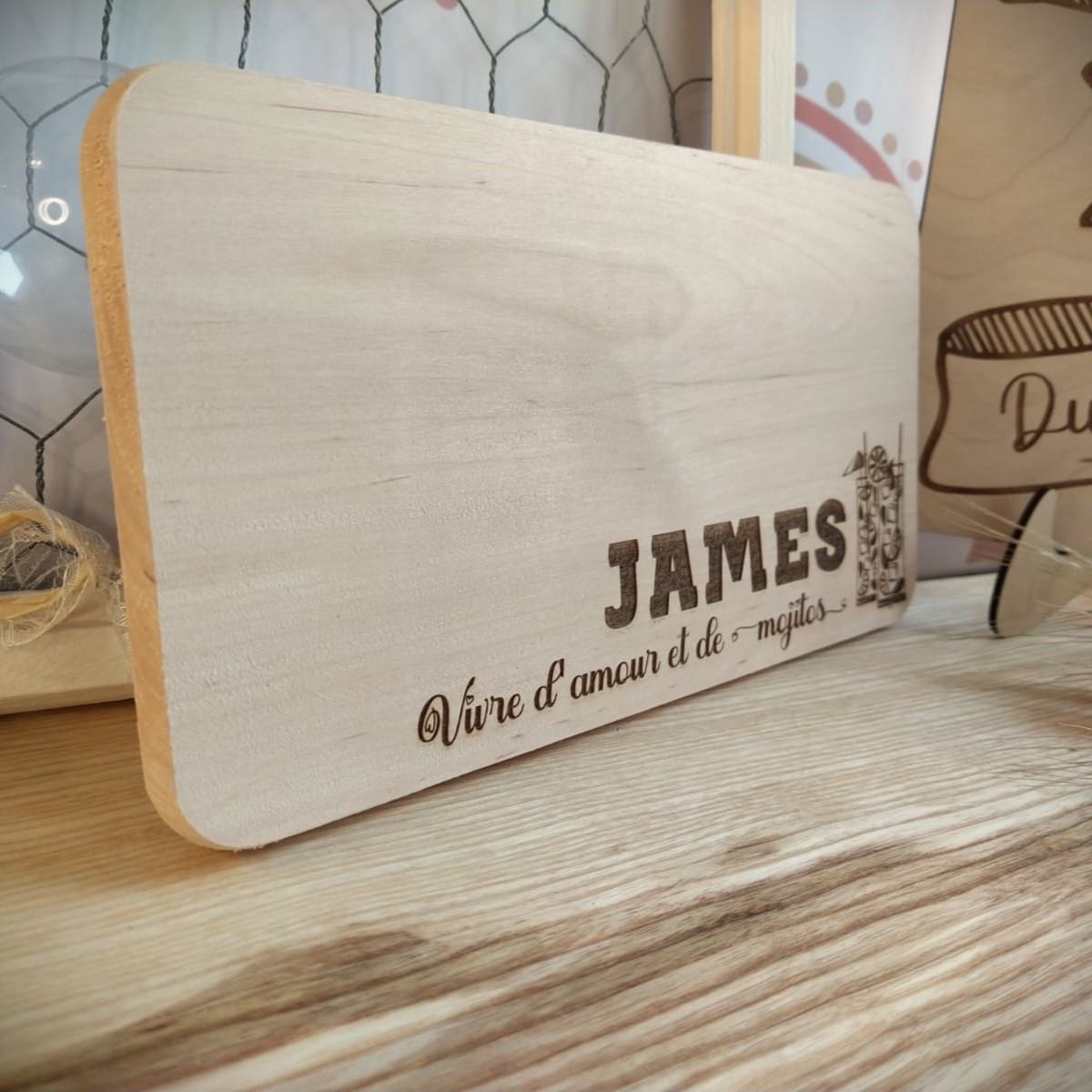 Planche Apéritif Personnalisée Bambou 40cm - Message Gravé - Cadeau Anniversaire Homme 20 Ans Accessoire Apéro Personnalisé