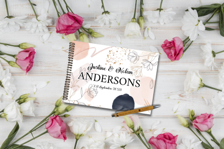 Livre d'or, carnet, album photo floral rose