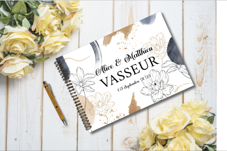 Livre d'or, carnet, album photo floral bleu