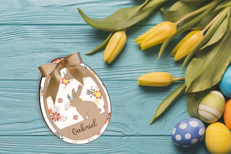 Œuf de Pâques  Blanc Florale