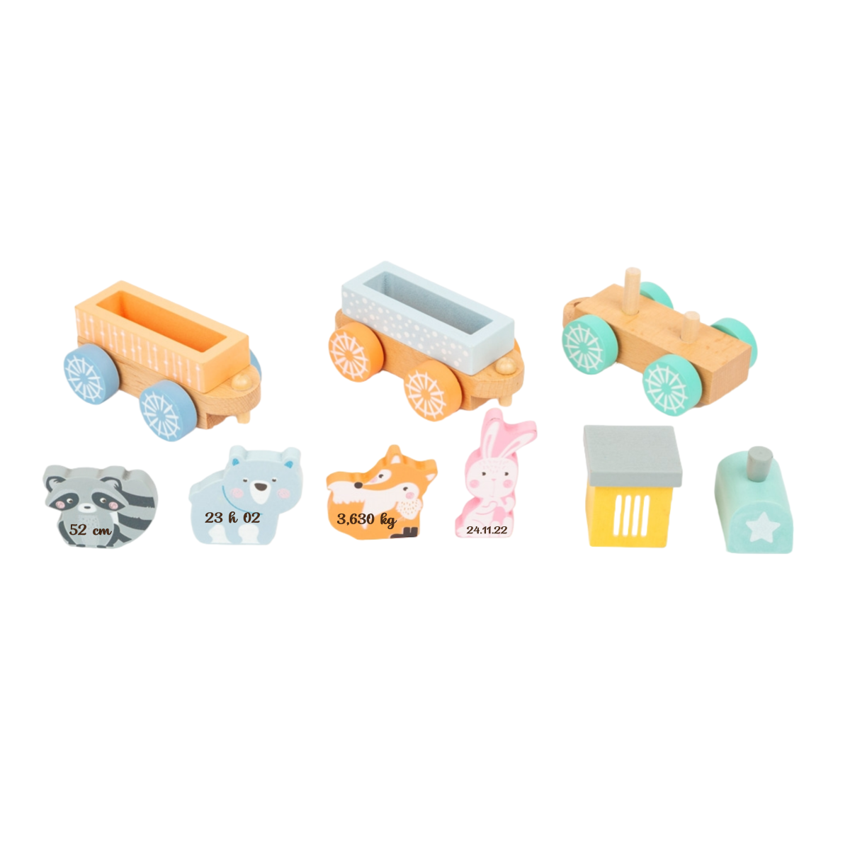 Petit train en bois personnalisable Cadeau naissance personnalisé