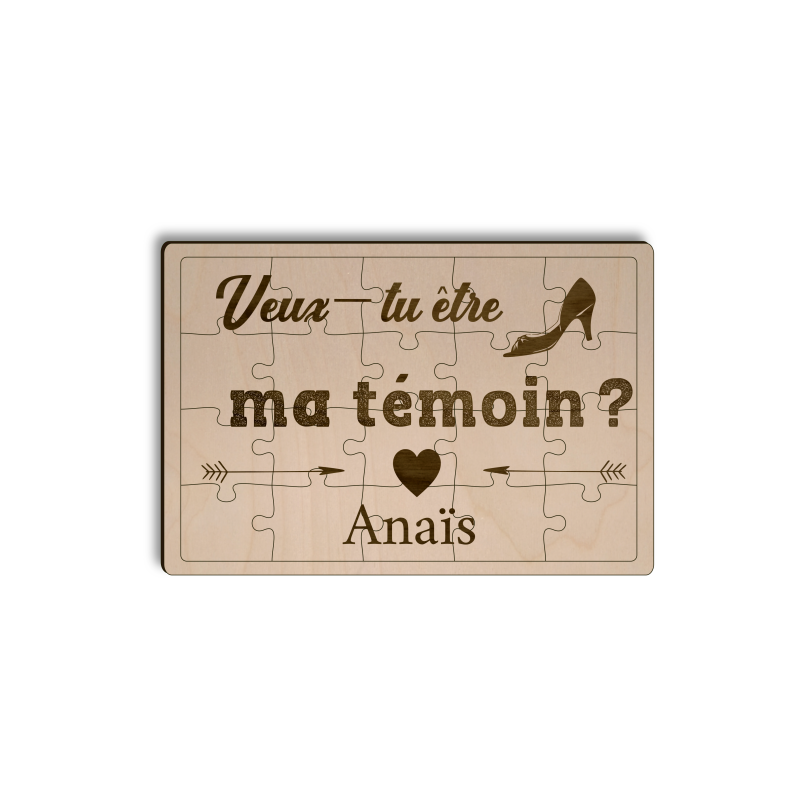 Badge Personnalisé En Bois Témoin Mariage - Print Your Love