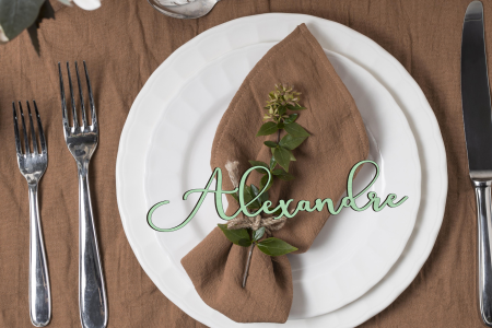 Marque place bois vert d'eau