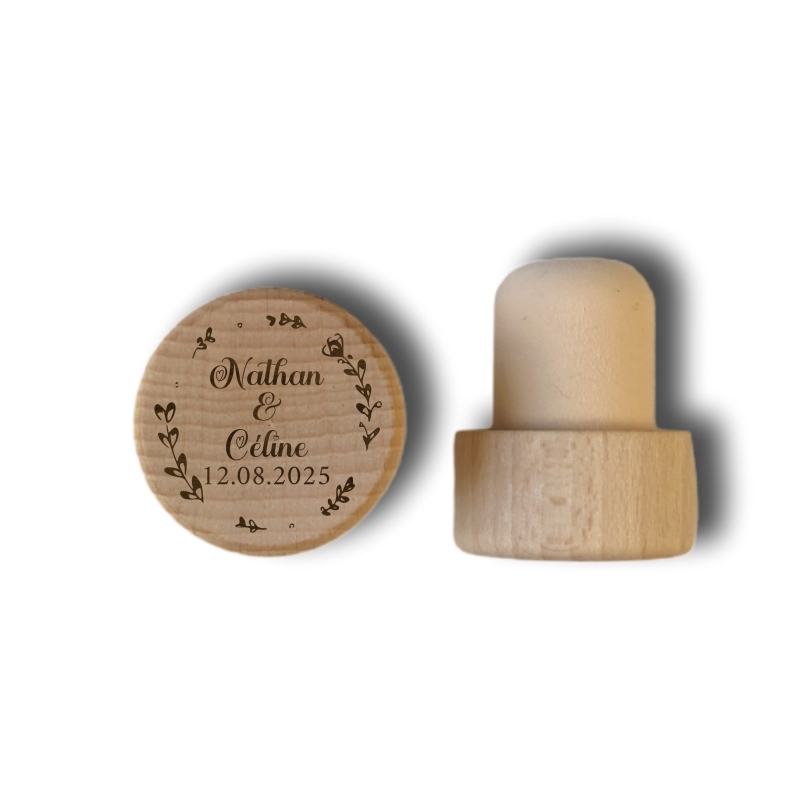 Bouchon personnalisé en liège et bois - Appelez-moi monsieur main image 1
