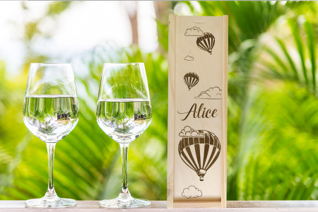 Boîte à bouteille de vin Montgolfière