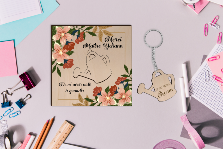 Carte avec porte clés - arrosoir