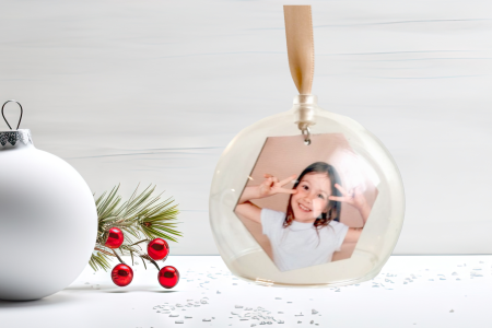 Boule en Verre avec photo hexagonale