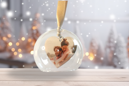 Boule en Verre avec photo Coeur