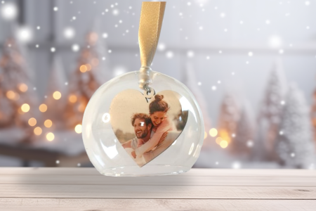 Boule de noël en verre personnalisée