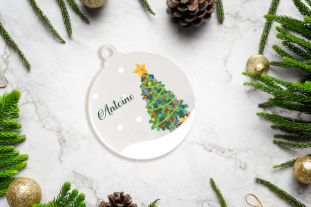 Boule de Noël effet givré Sapin