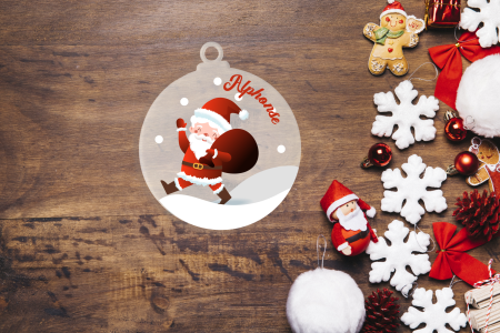 Boule de Noël effet givré Père Noël