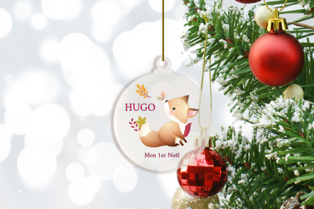 Boule de Noël effet givré Renard - 1er Noël